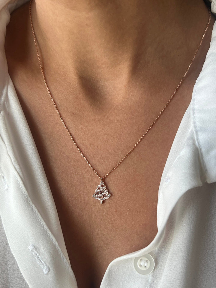 Round Cut Christmas Tree Necklace for Her Christmas Gift - Doozy Diamonds