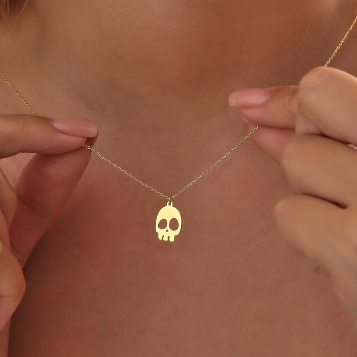 14K Gold Halloween Skull Ghost Necklace Gift for Women - Doozy Diamonds