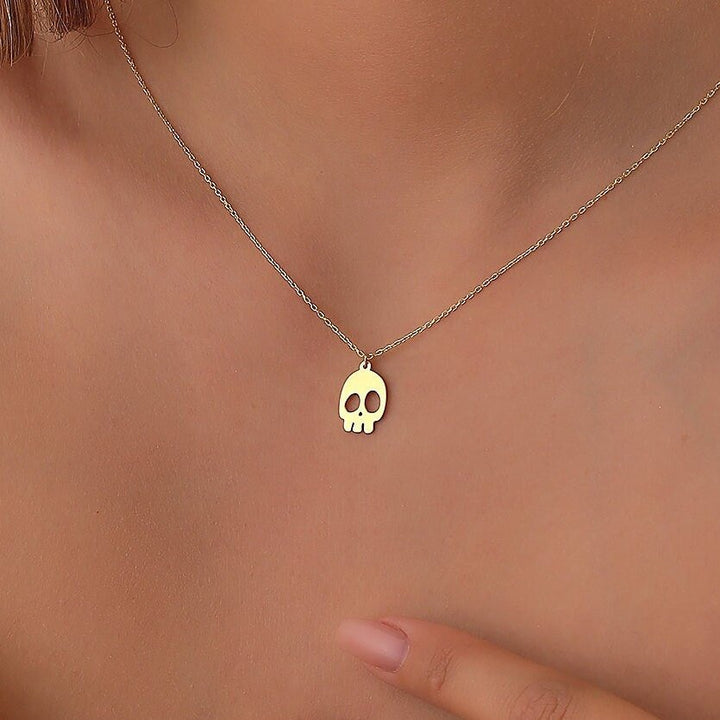14K Gold Halloween Skull Ghost Necklace Gift for Women - Doozy Diamonds