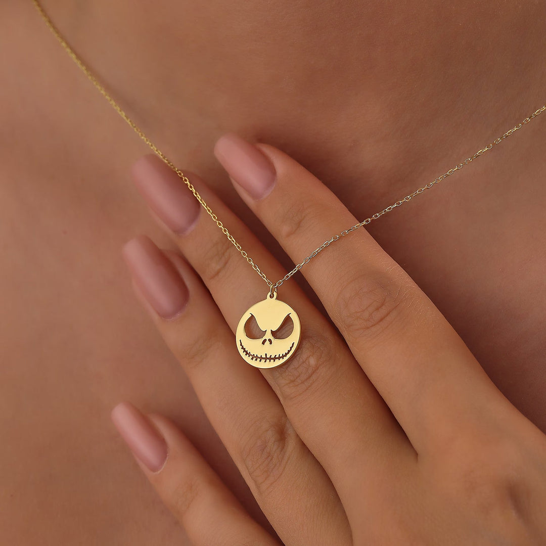 14K Gold Halloween Skully Necklace Gift For Women - Doozy Diamonds