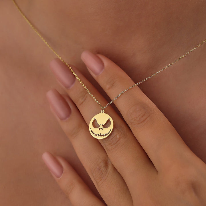 14K Gold Halloween Skully Necklace Gift For Women - Doozy Diamonds