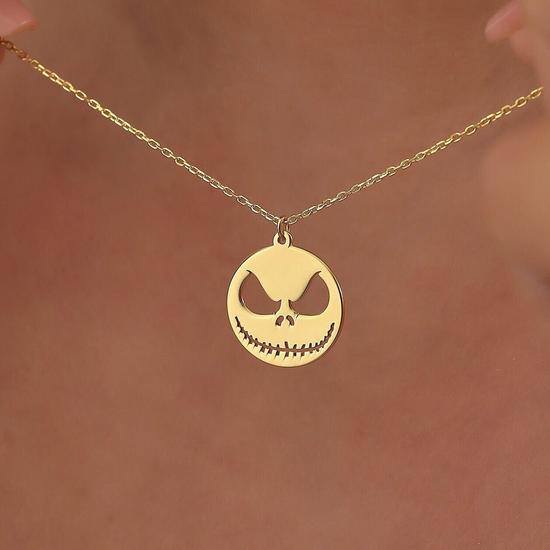 14K Gold Halloween Skully Necklace Gift For Women - Doozy Diamonds