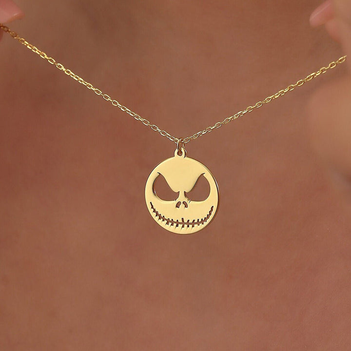 14K Gold Halloween Skully Necklace Gift For Women - Doozy Diamonds