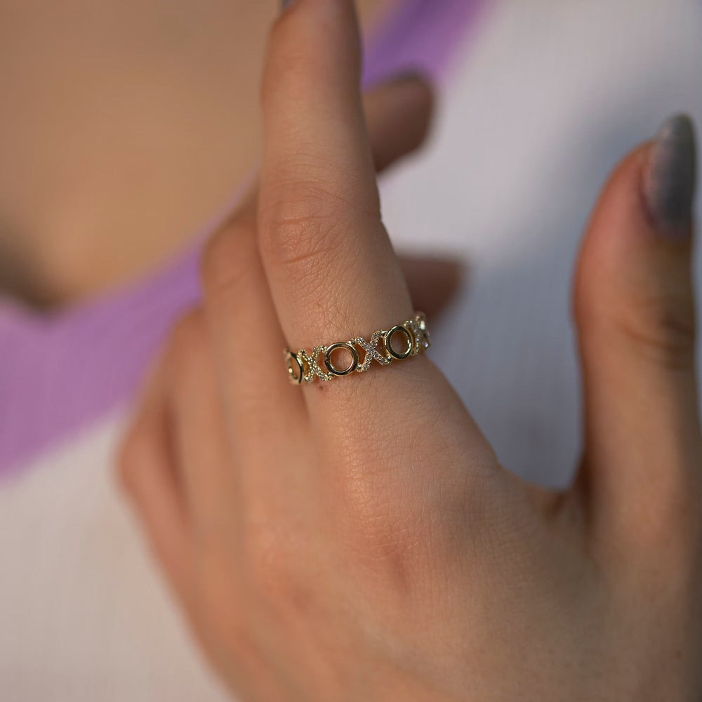 Hugs and Kisses Diamond XO Ring in 14Kt solid Gold for Her - Doozy Diamonds