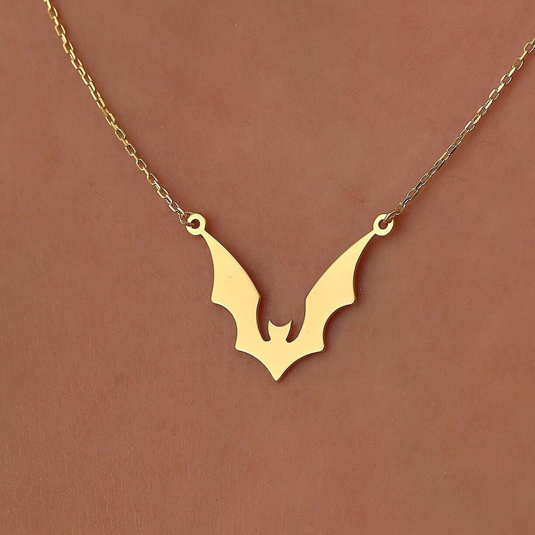14K Gold Halloween Dainty Bat Necklace Gift For Her - Doozy Diamonds