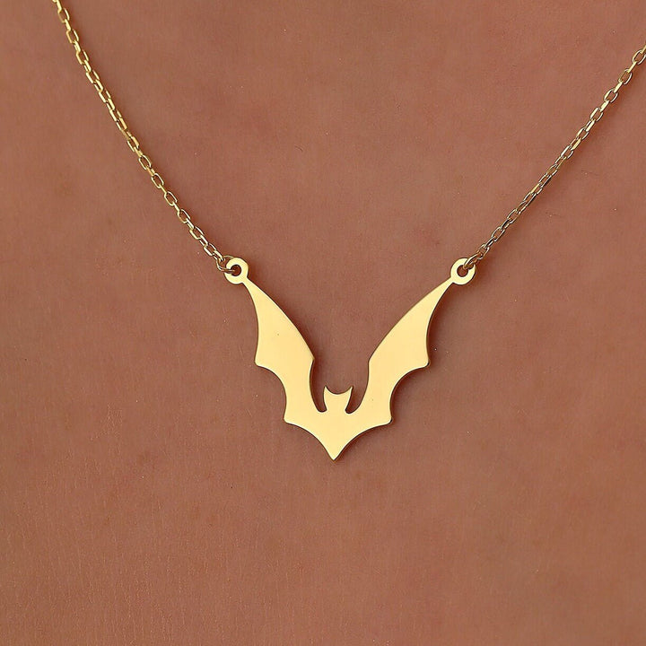14K Gold Halloween Dainty Bat Necklace Gift For Her - Doozy Diamonds