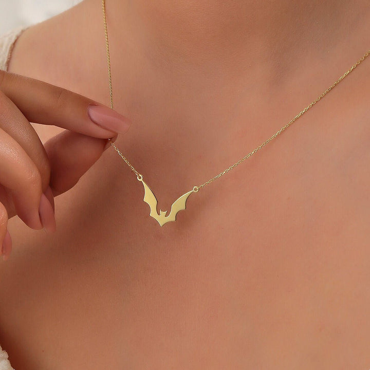 14K Gold Halloween Dainty Bat Necklace Gift For Her - Doozy Diamonds