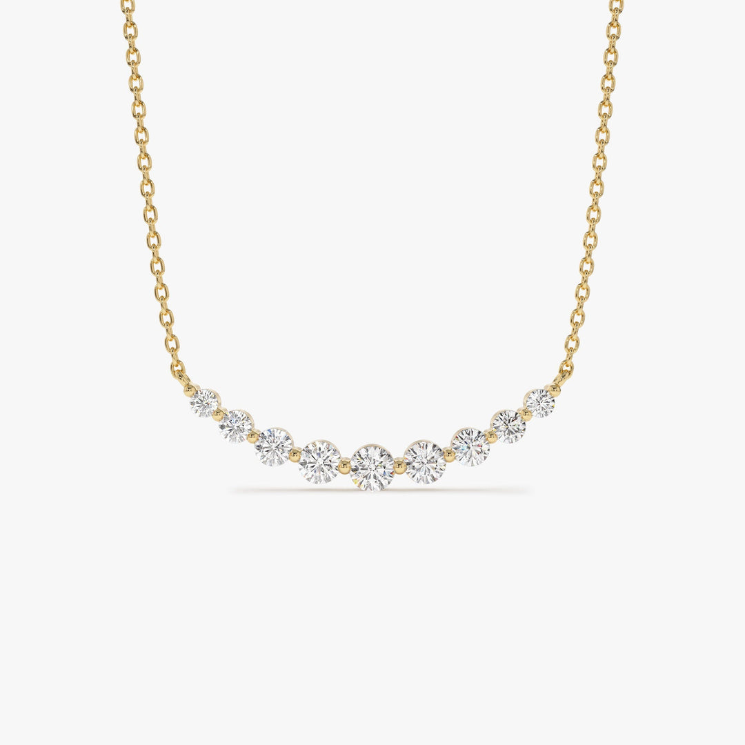 Round Cut Curved Diamond Necklace 14K Gold Ring for Women - Doozy Diamonds