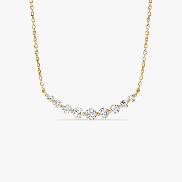 Round Cut Curved Diamond Necklace 14K Gold Ring for Women - Doozy Diamonds