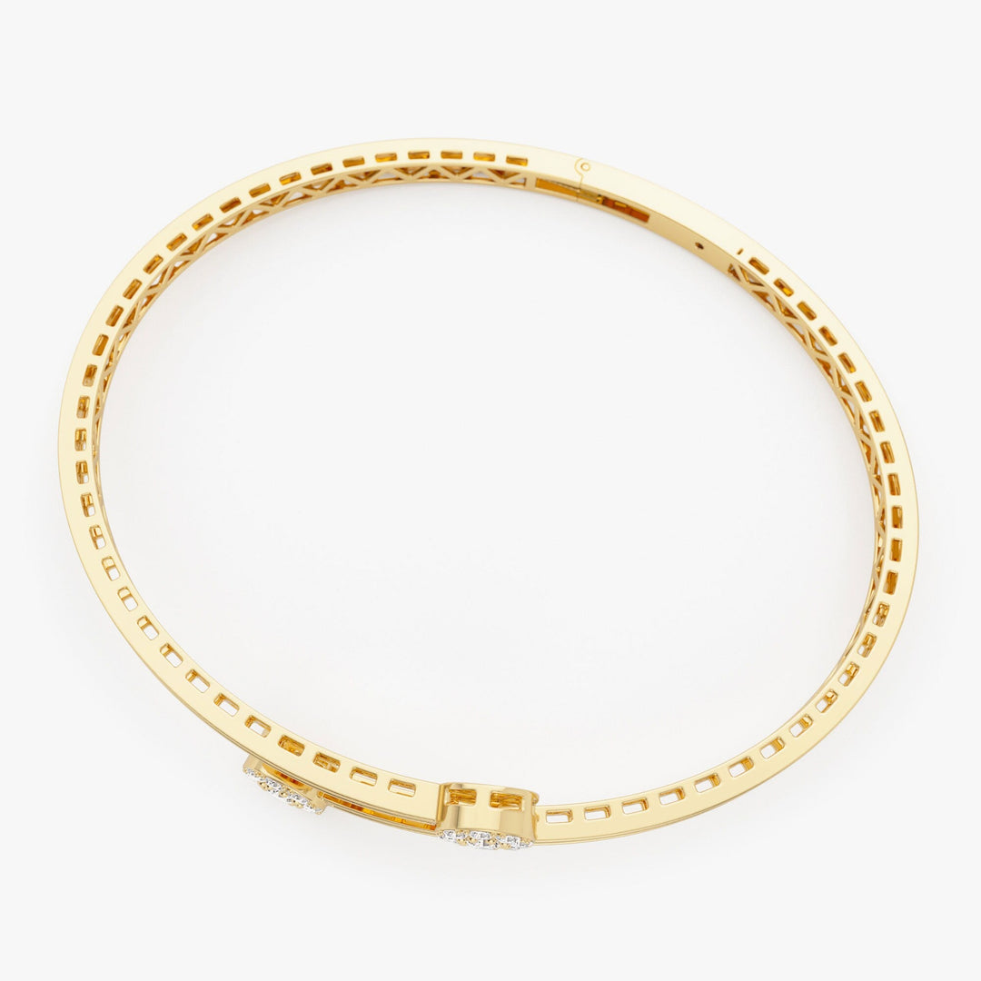 Round Cut Cluster Diamond Open Cuff Bangle Bracelet for Her - Doozy Diamonds