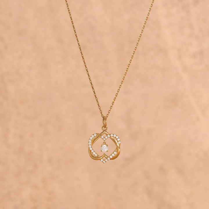 Round Cut Diamond Double Heart Intertwined Necklace for Her - Doozy Diamonds