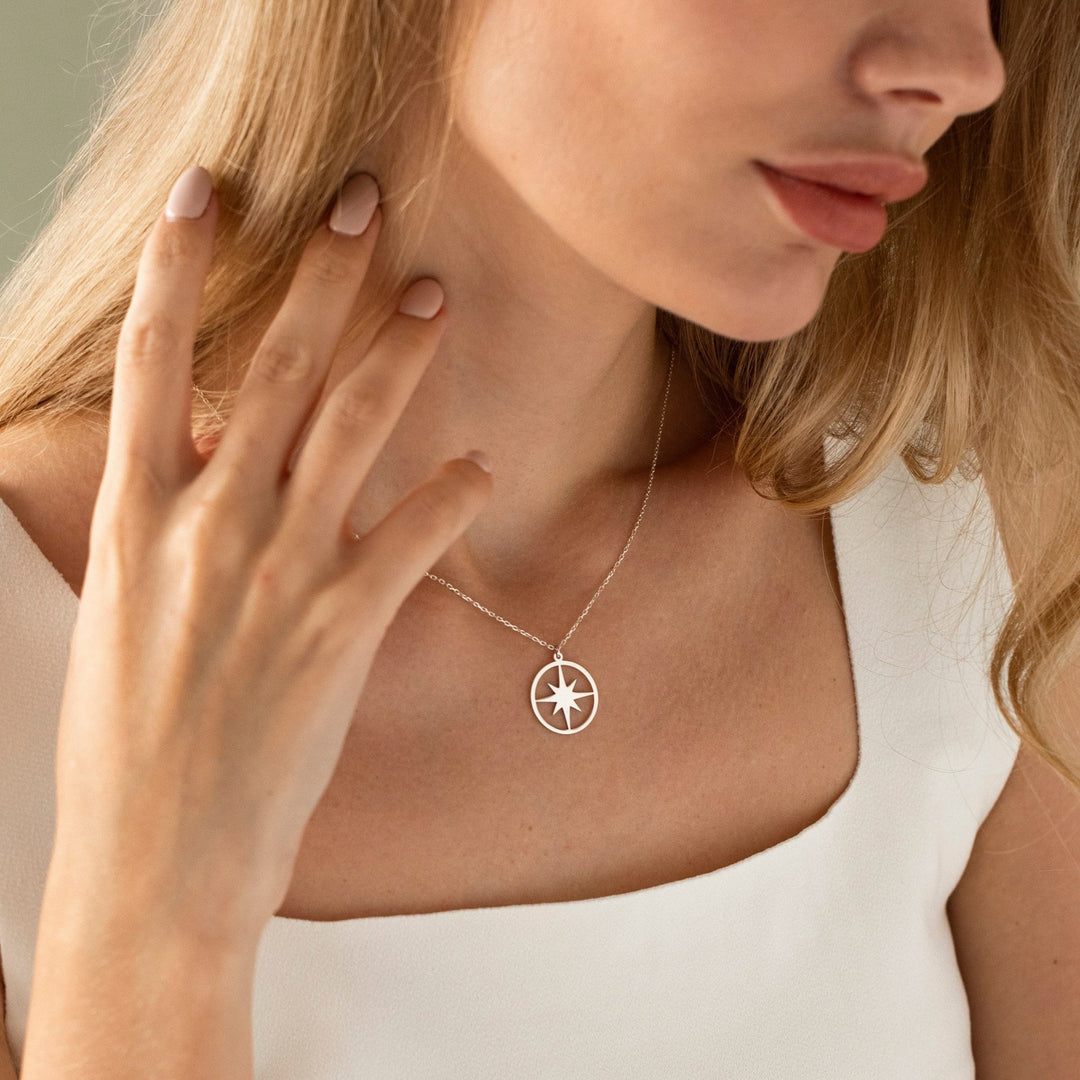 North Star Pendant Necklace for Women in 14K Gold - Doozy Diamonds