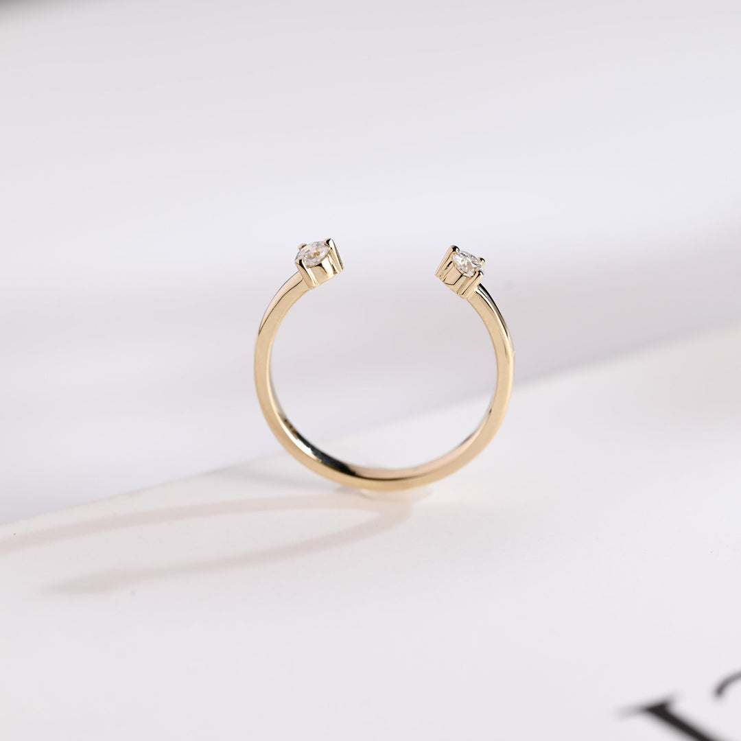 Round diamond band stacked with engagement ring