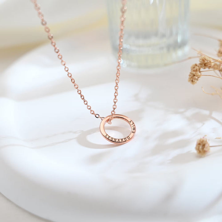Custom Engraved Circle Name Pendant Necklace for Her - Doozy Diamonds