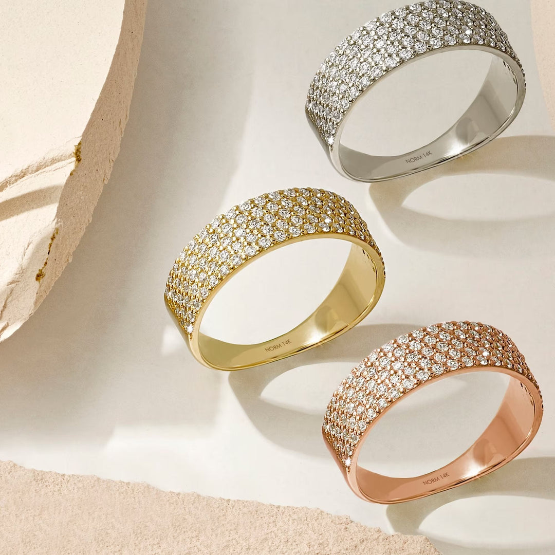 Round Cut Diamond lab grown diamond Flat Wedding Band in 18K Gold - Doozy Diamonds