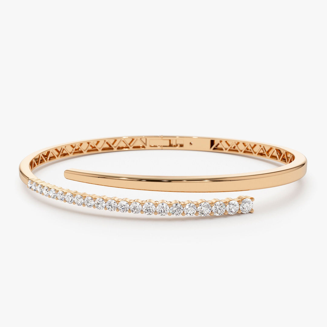 Round Cut Diamond Bracelet Bangle in 14K Gold - Doozy Diamonds