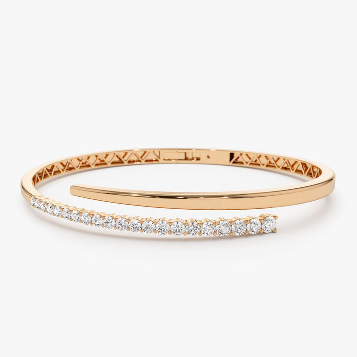 Round Cut Diamond Bracelet Bangle in 14K Gold - Doozy Diamonds