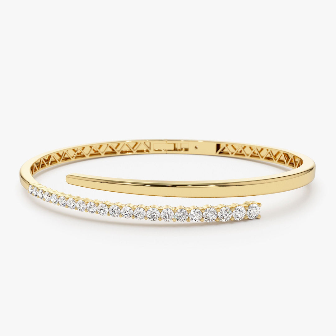 Round Cut Diamond Bracelet Bangle in 14K Gold - Doozy Diamonds