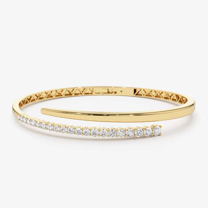 Round Cut Diamond Bracelet Bangle in 14K Gold - Doozy Diamonds