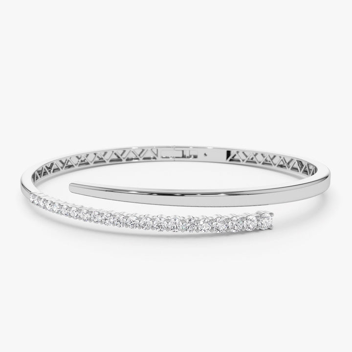 Round Cut Diamond Bracelet Bangle in 14K Gold - Doozy Diamonds