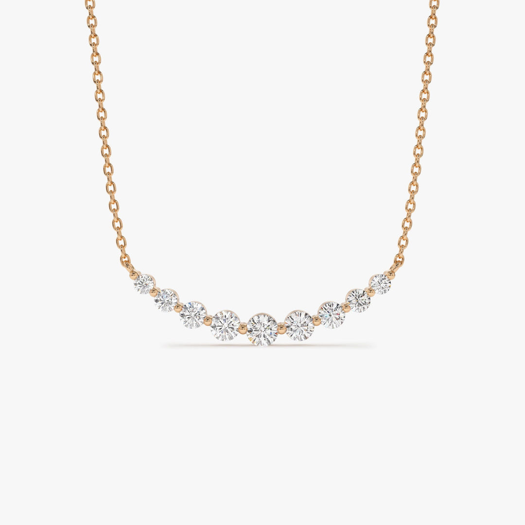 Round Cut Curved Diamond Necklace 14K Gold Ring for Women - Doozy Diamonds