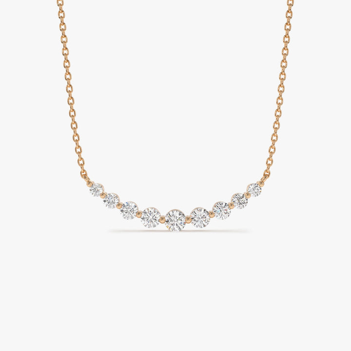 Round Cut Curved Diamond Necklace 14K Gold Ring for Women - Doozy Diamonds