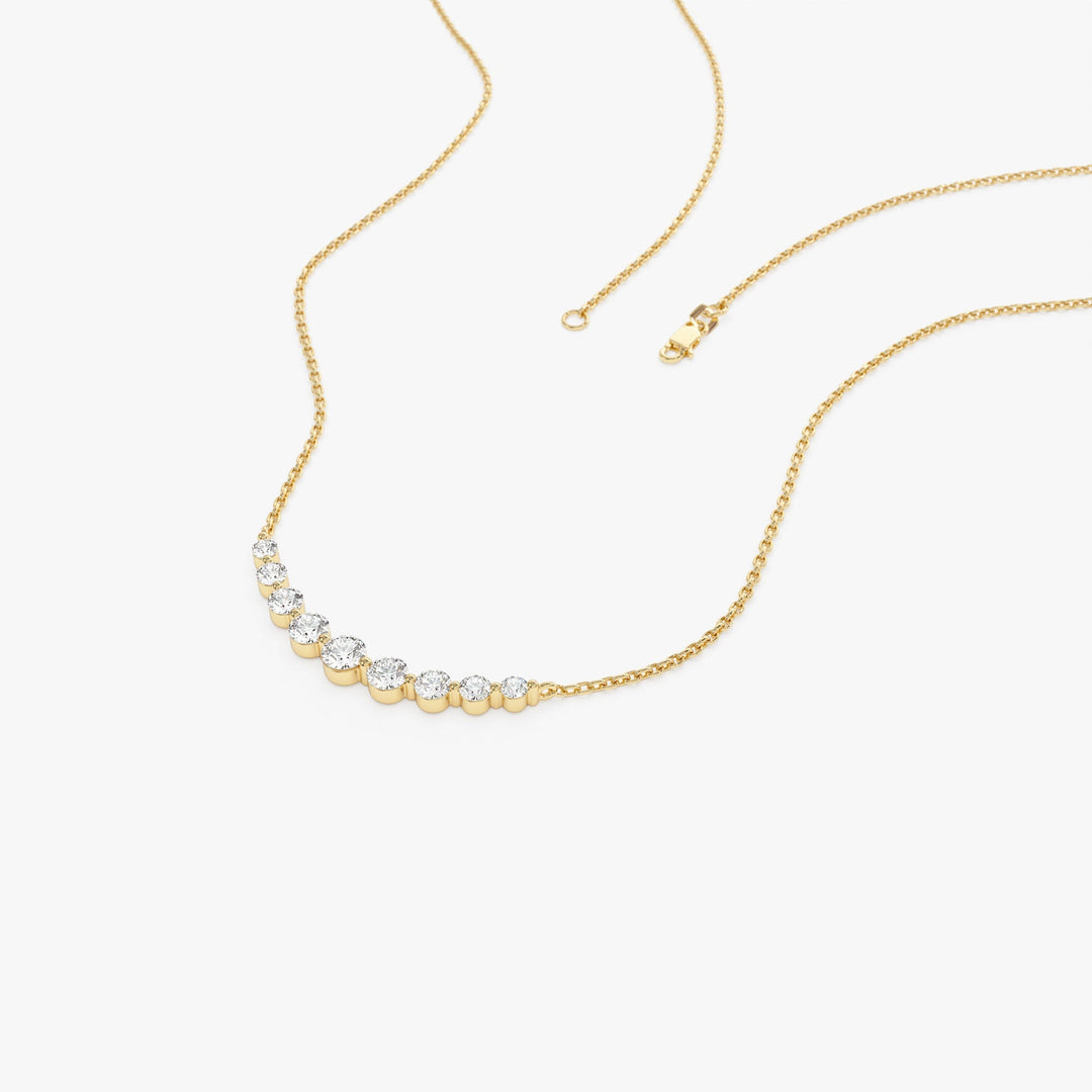 Round Cut Curved Diamond Necklace 14K Gold Ring for Women - Doozy Diamonds