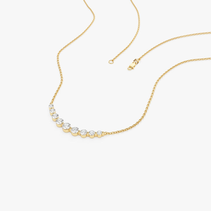 Round Cut Curved Diamond Necklace 14K Gold Ring for Women - Doozy Diamonds