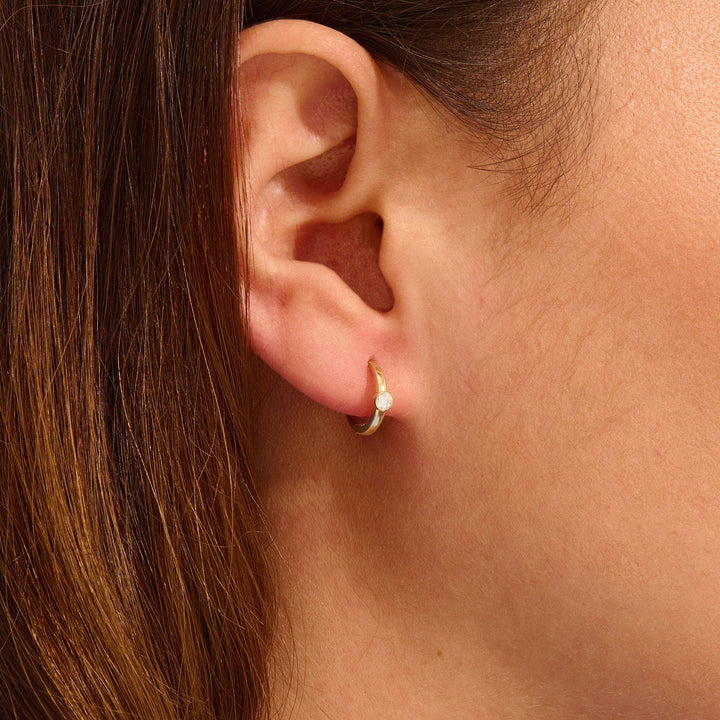0.5CT Bezel Set Round lab grown diamonds Cz Huggie Hoop Earrings - Doozy Diamonds
