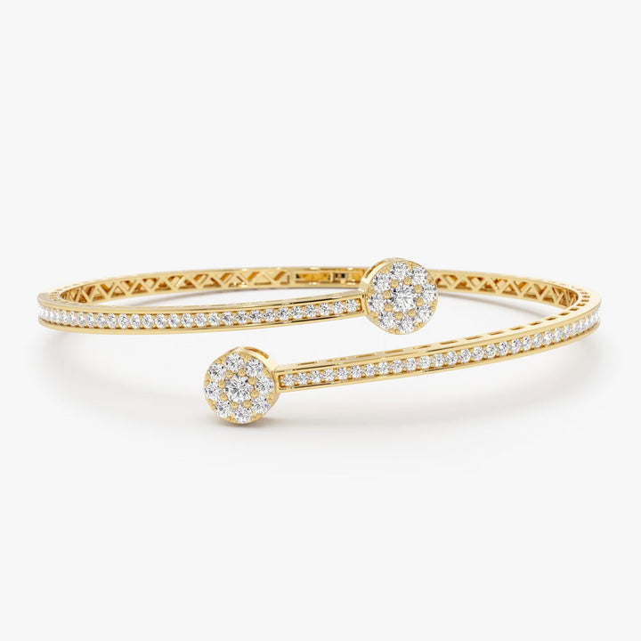 Round Cut Cluster Diamond Open Cuff Bangle Bracelet for Her - Doozy Diamonds