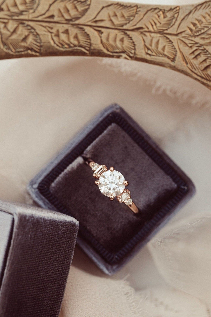 1.0CT round cluster lab grown diamond engagement ring for sale