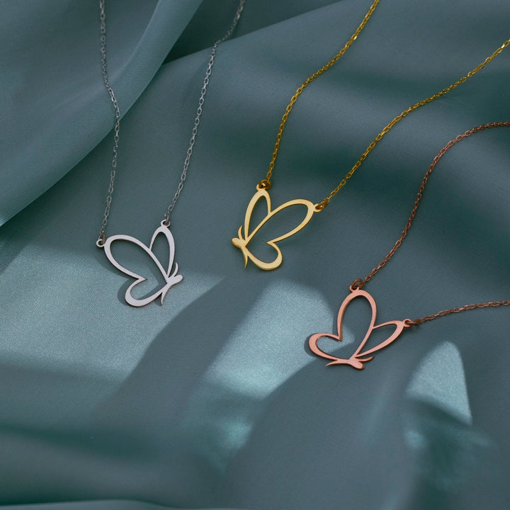 14K Solid Gold Butterfly Necklace for Her Everyday Necklace - Doozy Diamonds