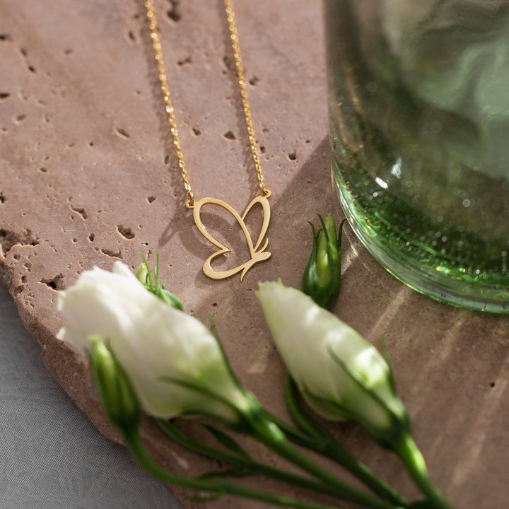 14K Solid Gold Butterfly Necklace for Her Everyday Necklace - Doozy Diamonds