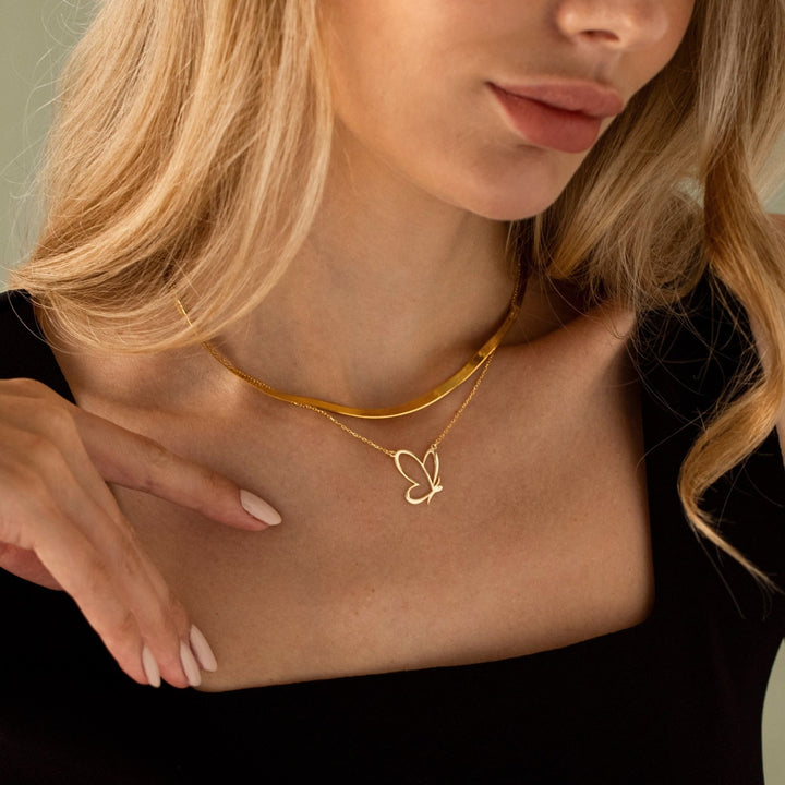 14K Solid Gold Butterfly Necklace for Her Everyday Necklace - Doozy Diamonds