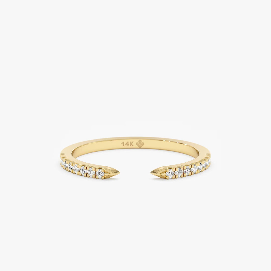 0.18CT Round Open lab grown diamonds Wedding Band In 18K Yellow Gold - Doozy Diamonds