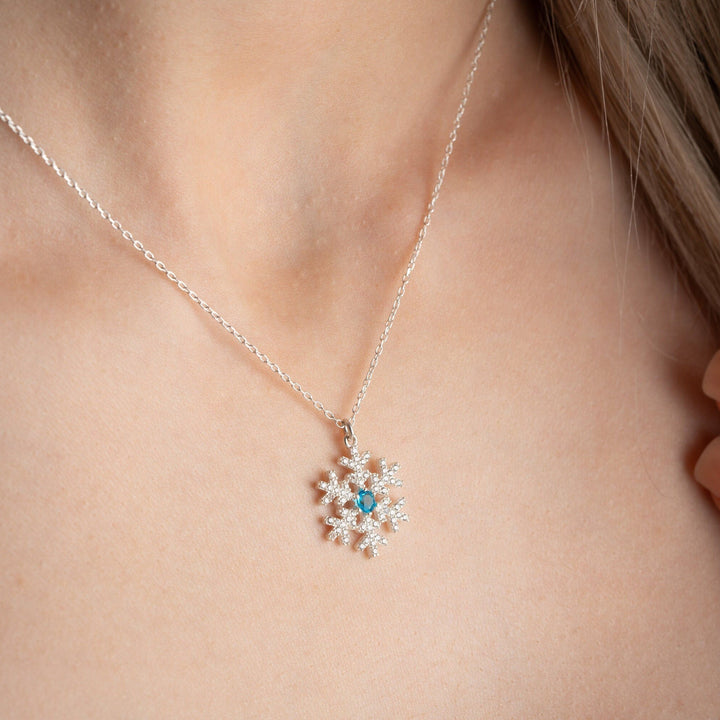 Round Cut Diamond Sparkly Snowflake Necklace for Christmas Gift - Doozy Diamonds