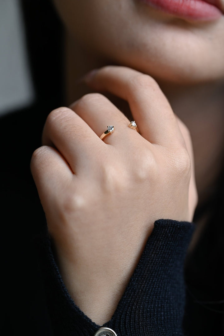 Round lab grown diamond band worn on hand