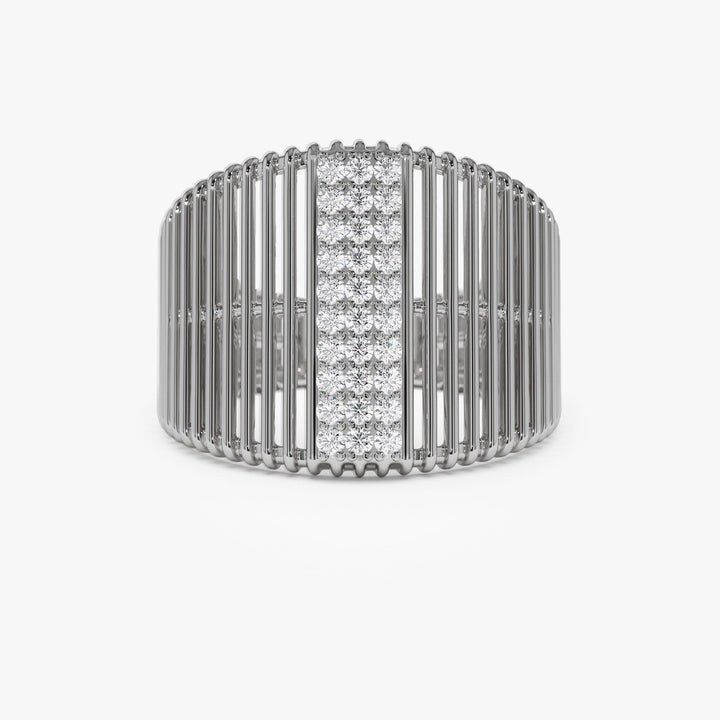 Pave Diamond Ribbed Stacking Band Gift for Women - Doozy Diamonds