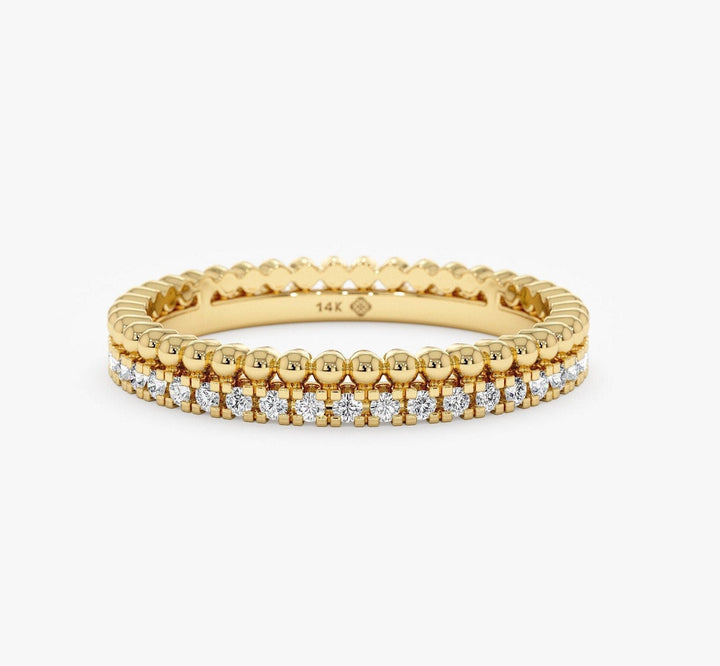 Round Cut Diamond Beaded design Wedding Band for Her - Doozy Diamonds