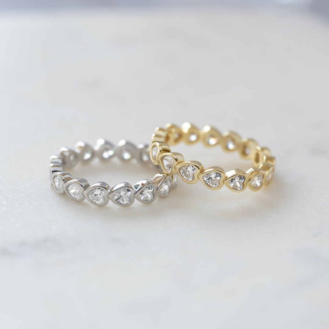 Bezel Set Heart Shape Eternity Diamond Band for Her - Doozy Diamonds