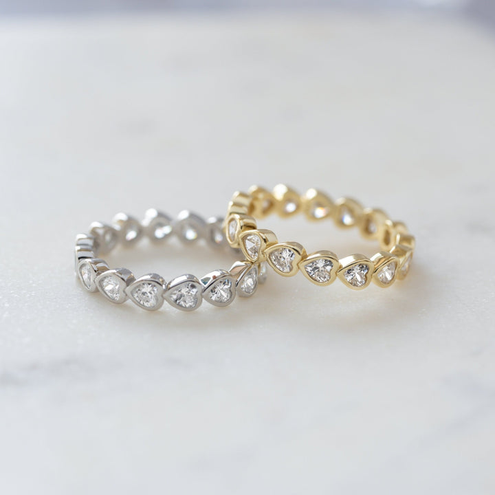 Bezel Set Heart Shape Eternity Diamond Band for Her - Doozy Diamonds