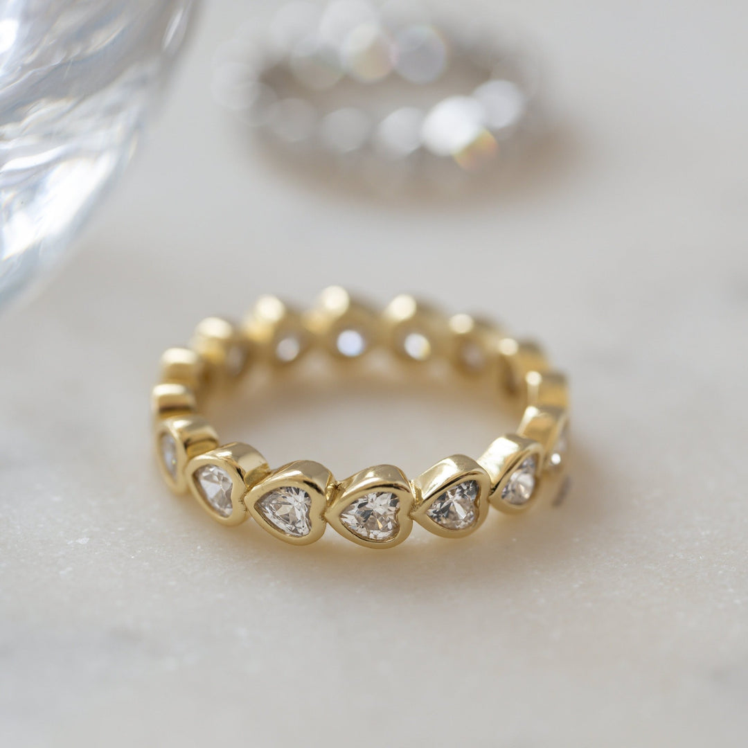 Bezel Set Heart Shape Eternity Diamond Band for Her - Doozy Diamonds