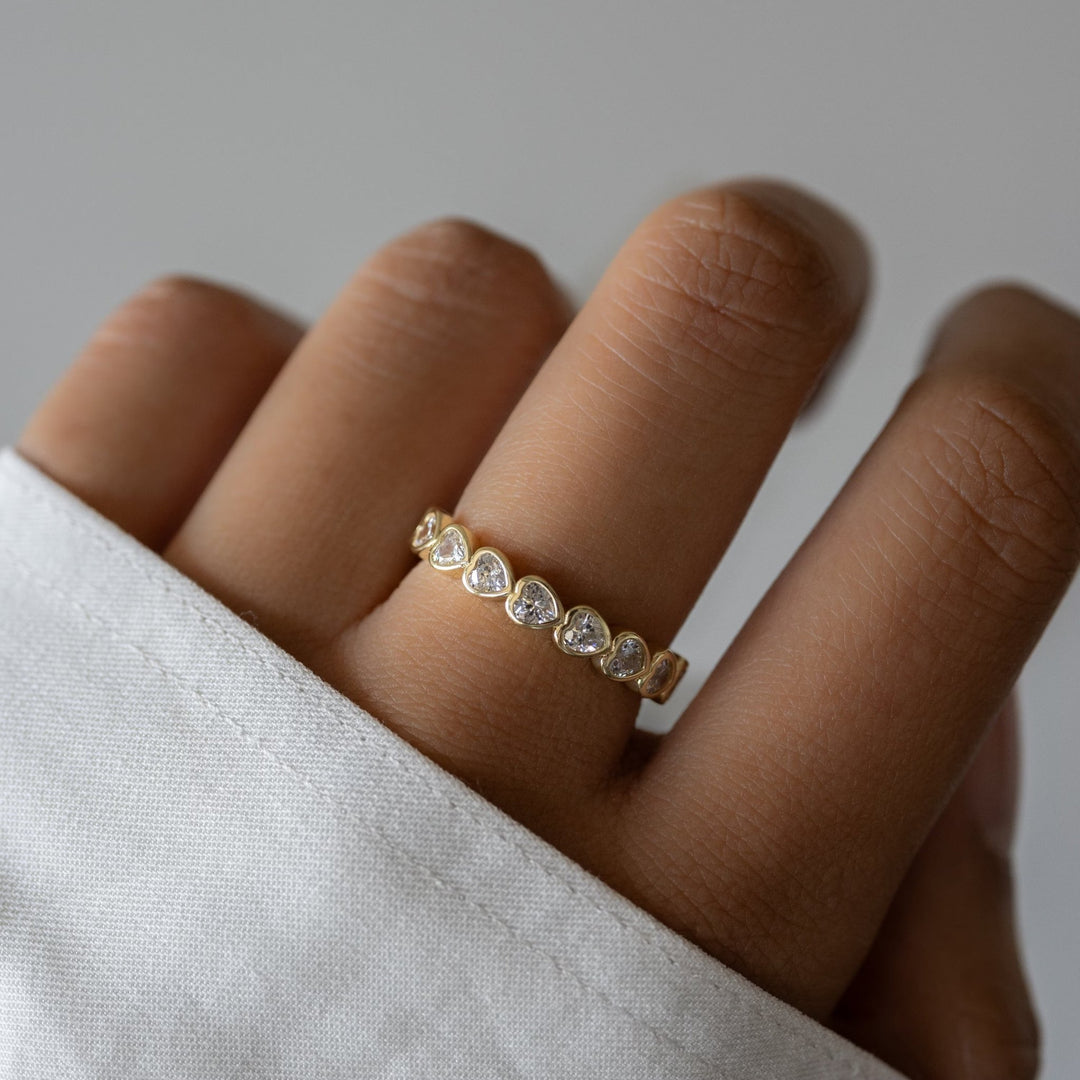 Bezel Set Heart Shape Eternity Diamond Band for Her - Doozy Diamonds