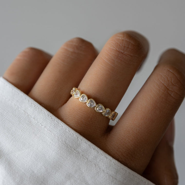 Bezel Set Heart Shape Eternity Diamond Band for Her - Doozy Diamonds