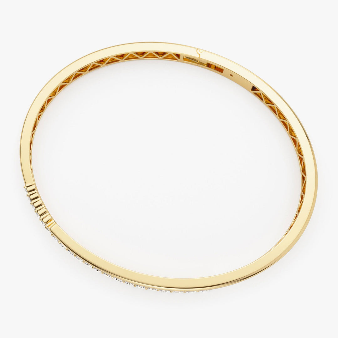 Round Cut Diamond Bracelet Bangle in 14K Gold - Doozy Diamonds