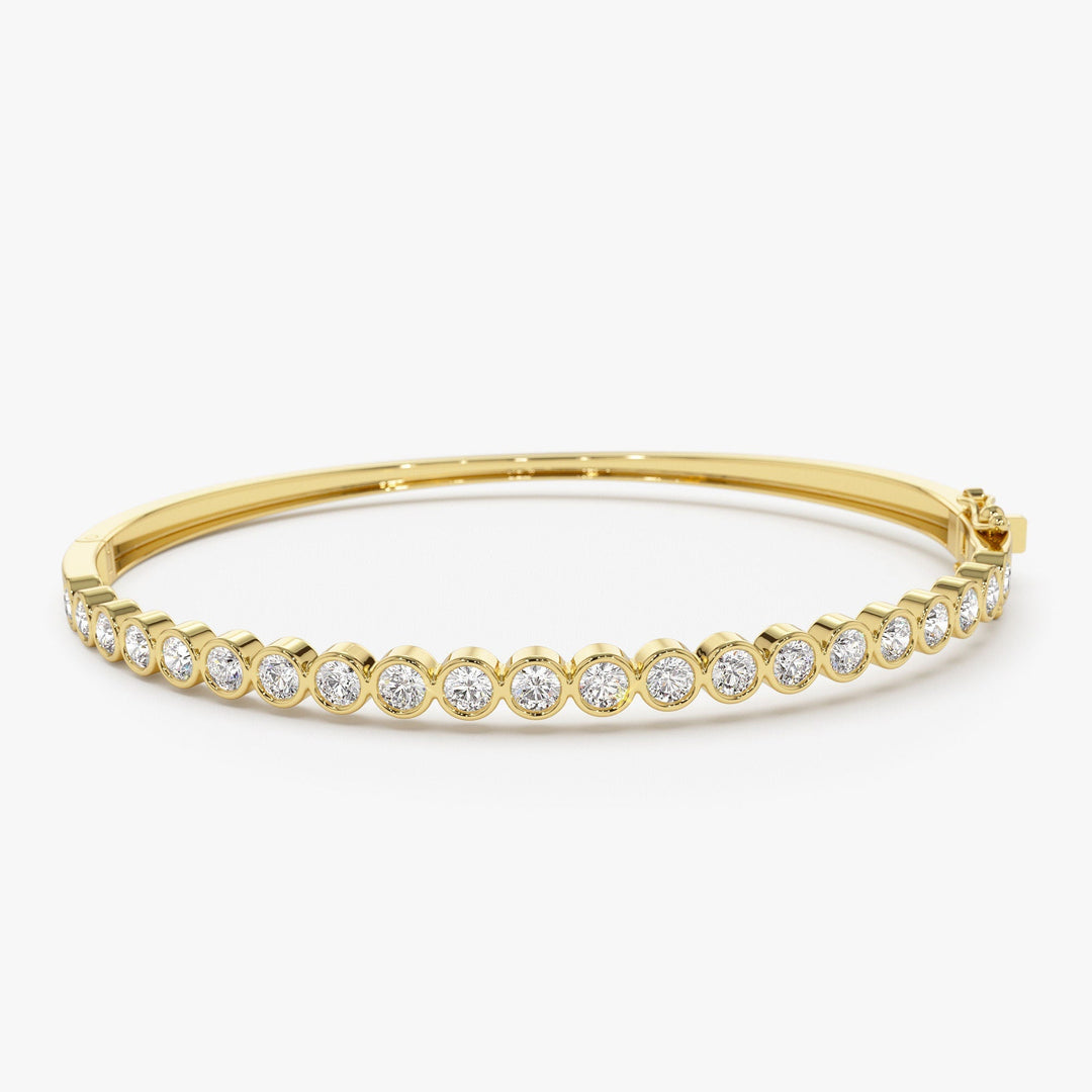 Bezel Set Round Cut Diamond Bracelet Bangle for Her - Doozy Diamonds