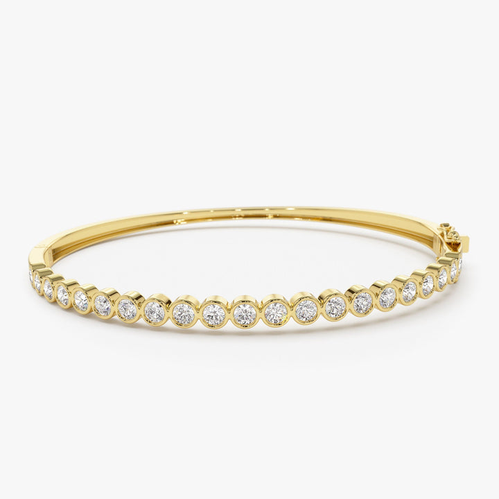 Bezel Set Round Cut Diamond Bracelet Bangle for Her - Doozy Diamonds
