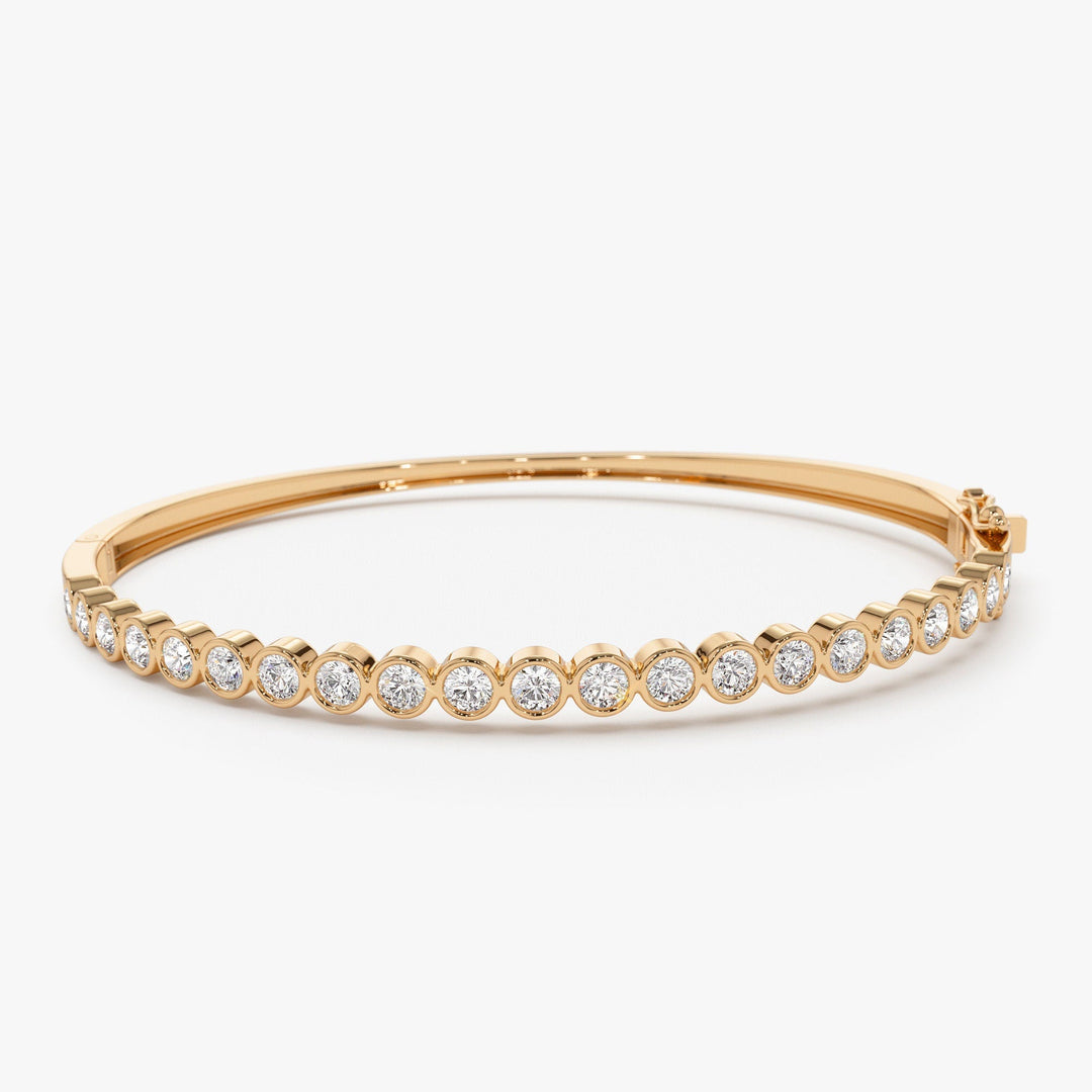 Bezel Set Round Cut Diamond Bracelet Bangle for Her - Doozy Diamonds