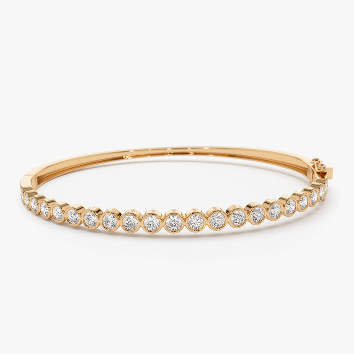 Bezel Set Round Cut Diamond Bracelet Bangle for Her - Doozy Diamonds