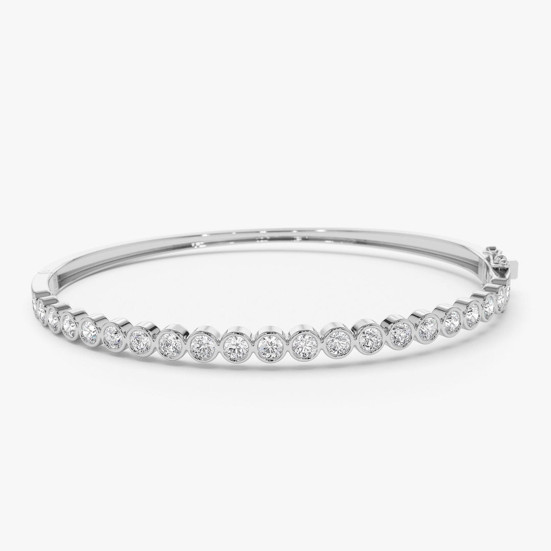Bezel Set Round Cut Diamond Bracelet Bangle for Her - Doozy Diamonds